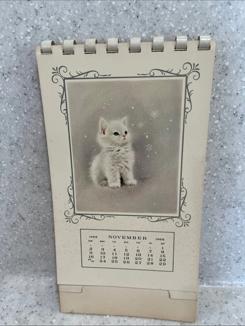 Vtg 1969 Marjorie M. Cooper Kitten Kalendar MCM Calendar by Gibson HTF **READ**